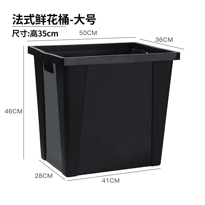 French bucket, plastic drop-resistant flower bucket, large waking flower bucket, liftable black bucket, flower shop ornament wholesale.
