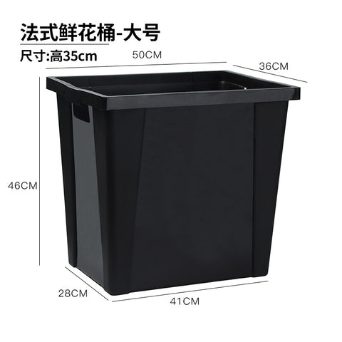 French bucket, plastic drop-resistant flower bucket, large waking flower bucket, liftable black bucket, flower shop ornament wholesale.