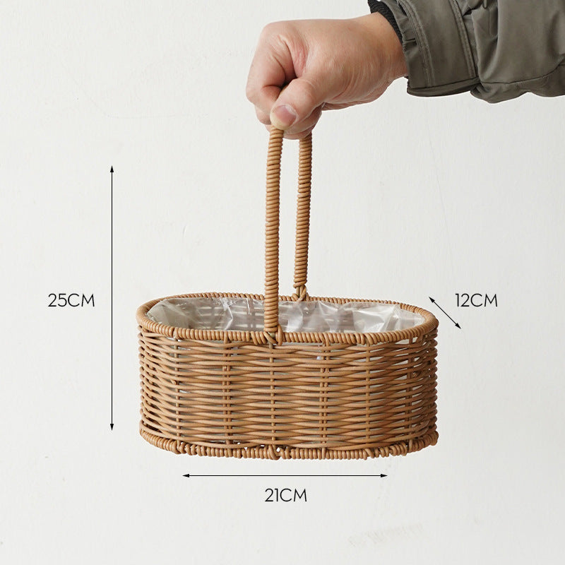 Gift box woven flower basket handmade straw basket outdoor camping home decoration teacher's day gift box
