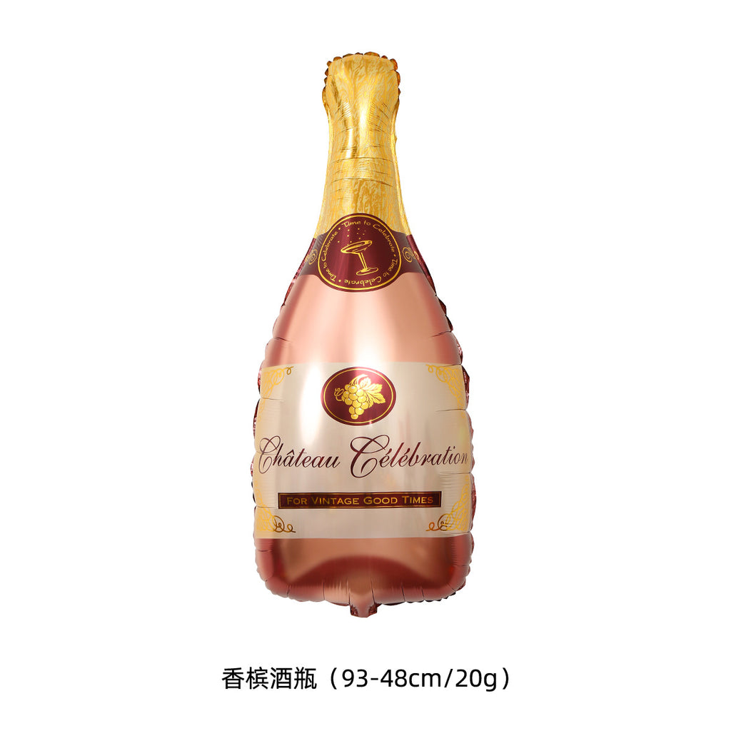 Party decoration, aluminum film balloons, cross-border arrangement, New Year's wine bottle, wine glass, birthday wine bottle, wine glass balloon wholesale