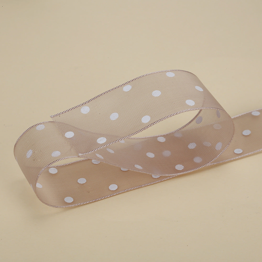 Spot 2.5cm star yarn with flower packaging ribbon polka dot snow yarn webbing bouquet bow ribbon