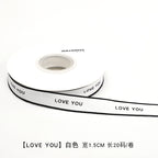 New Bouquet Ribbon Printed English Ribbon Threaded Cotton Strap Flower Packaging Gift Bundle Bow Bouquet Strap