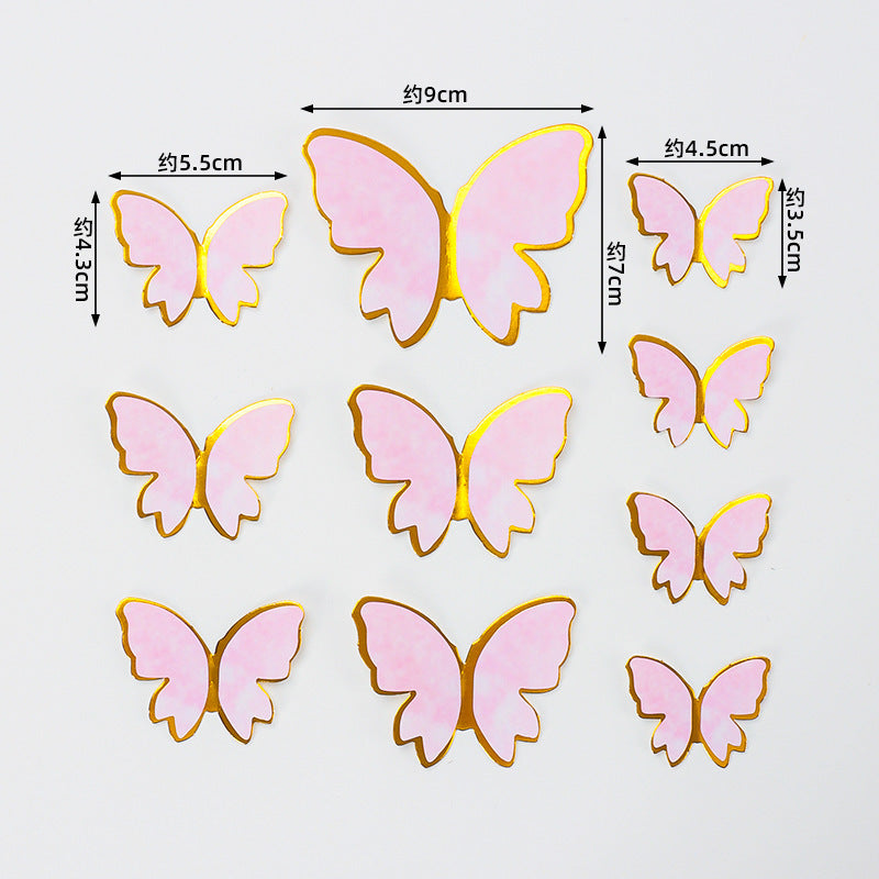 Vibrant Yellow Blue Pink Art Deco Paper Butterfly Cake Toppers for Home Decoration and Anniversary Celebrations
