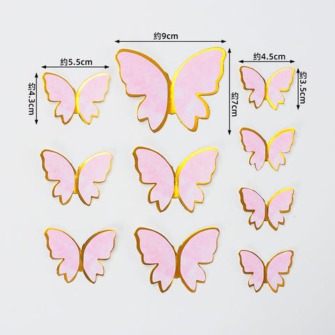 Vibrant Yellow Blue Pink Art Deco Paper Butterfly Cake Toppers for Home Decoration and Anniversary Celebrations