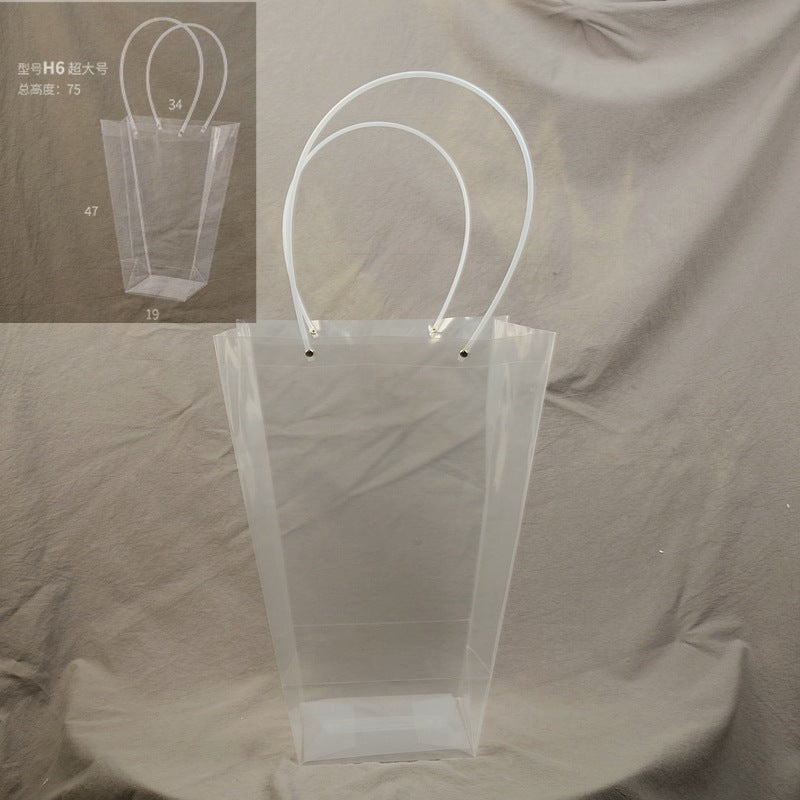 PVC Transparent Square Trapezoid Handle Packaging Bag Waterproof Plastic Storage for Festival Gifts Shrink Bag