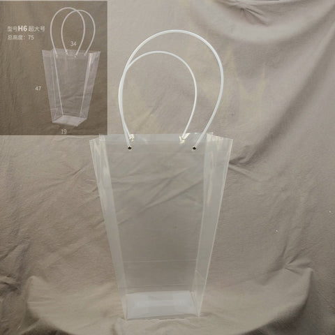 PVC Transparent Square Trapezoid Handle Packaging Bag Waterproof Plastic Storage for Festival Gifts Shrink Bag
