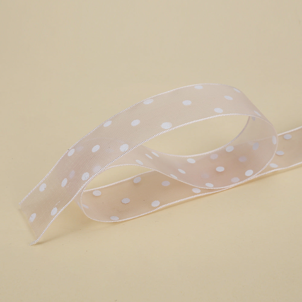 Spot 2.5cm star yarn with flower packaging ribbon polka dot snow yarn webbing bouquet bow ribbon
