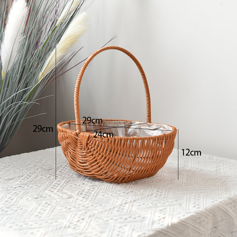 Modern Style Hand-Woven Rattan Wicker Shape Storage Basket Eco-Friendly Durable Lightweight Multifunctional Home Garden Plant