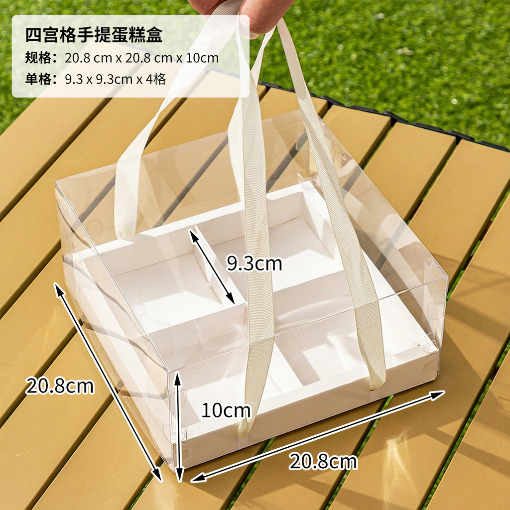 Portable Flower Cake Gift Box Transparent 6 Gongge Dessert Baking Packing Box 4 Gongge Mousse Cup Puff Cake Box