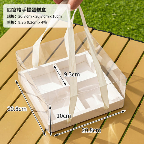 Portable Flower Cake Gift Box Transparent 6 Gongge Dessert Baking Packing Box 4 Gongge Mousse Cup Puff Cake Box