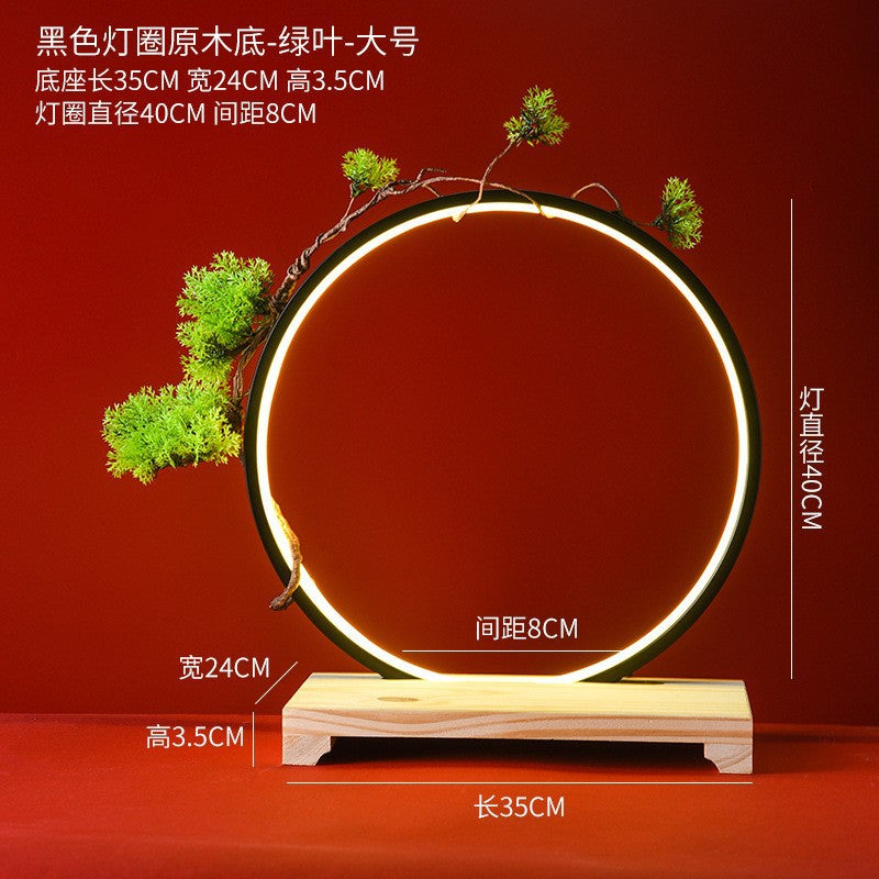 New Chinese LED lamp ring living room creative ornament Gundam background light gift home decoration flowing water ornament