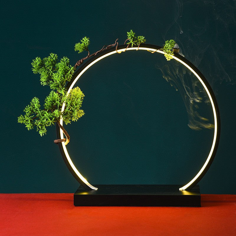 New Chinese LED lamp ring living room creative ornament Gundam background light gift home decoration flowing water ornament