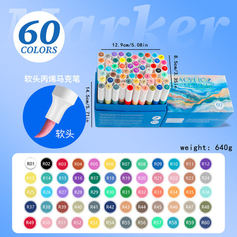Genuine acrylic marker soft head waterproof quick-drying watercolor pen 80-color children's graffiti floral painting pen set