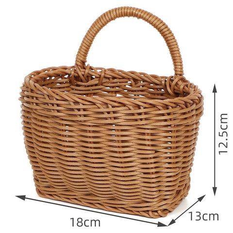 Japanese style rattan kitchen ginger and garlic storage basket kitchen utensils hanging basket indoor small items storage wall hanging basket portable small flower basket