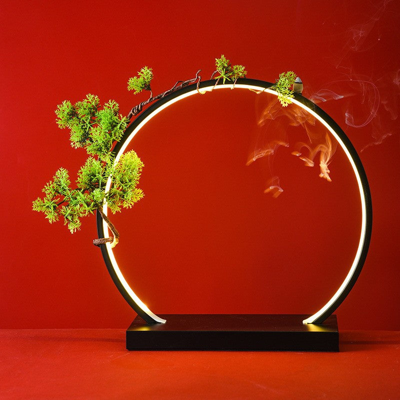 New Chinese LED lamp ring living room creative ornament Gundam background light gift home decoration flowing water ornament