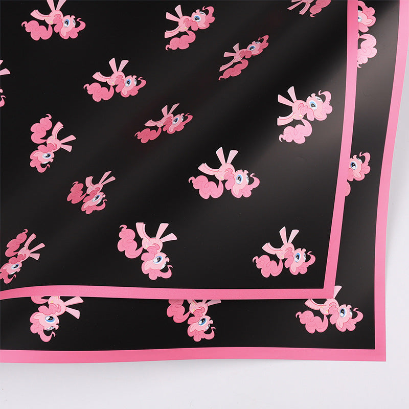 Cross-border hot-selling cartoon pony Baoli Ouya paper thickened waterproof flower flower paper pony head flower packaging material