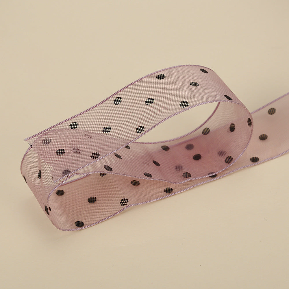 Spot 2.5cm star yarn with flower packaging ribbon polka dot snow yarn webbing bouquet bow ribbon