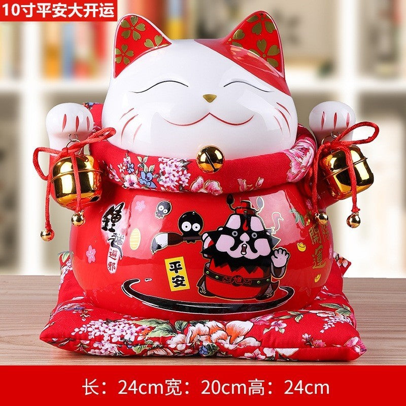 Lucky Cat Ceramic Home Ornament Creative Japanese-style Fortune Cat Small Pocket Store Opening Event Gift Wholesale