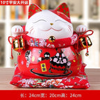 Lucky Cat Ceramic Home Ornament Creative Japanese-style Fortune Cat Small Pocket Store Opening Event Gift Wholesale