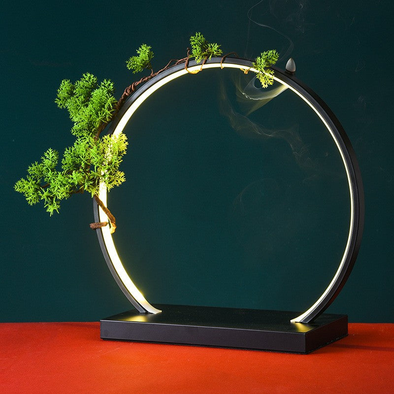 New Chinese LED lamp ring living room creative ornament Gundam background light gift home decoration flowing water ornament
