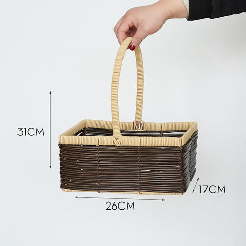 Gift box woven flower basket handmade straw basket outdoor camping home decoration teacher's day gift box