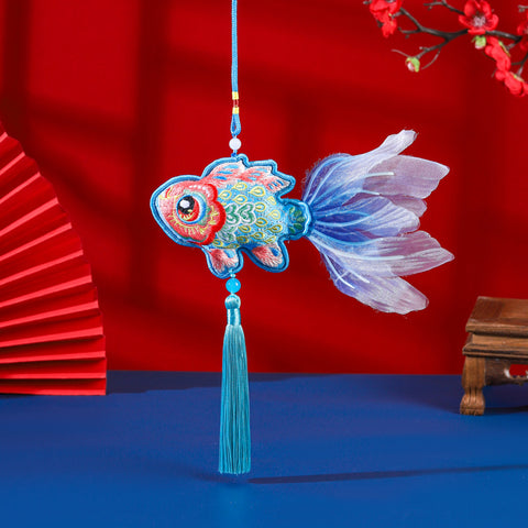 Guochao Dragon Boat Festival Goldfish Koi Sachet Pendant Embroidered Tassel Sachet Portable Pendant Purse Activity Small Gifts
