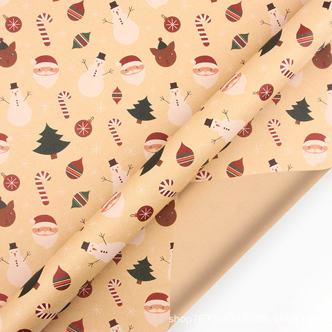 Amazon, new Christmas gift wrapping paper, retro yellow kraft paper gift box packaging DIY paper wholesale