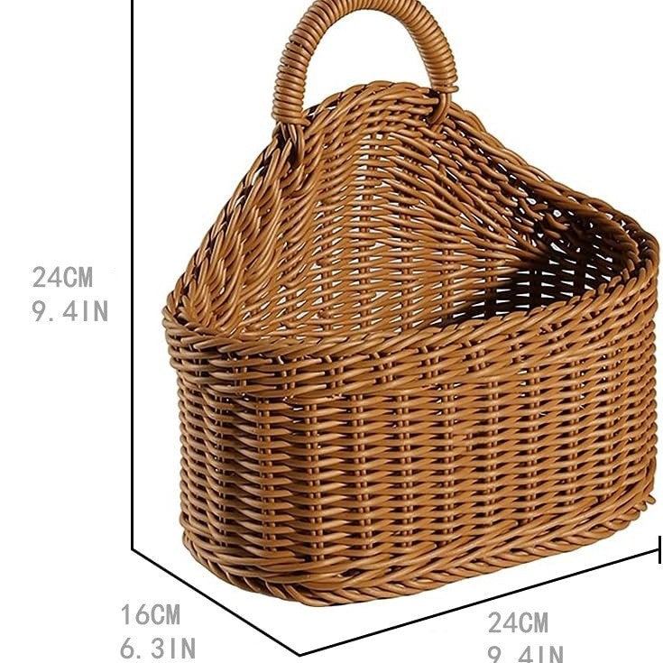 Japanese style rattan kitchen ginger and garlic storage basket kitchen utensils hanging basket indoor small items storage wall hanging basket portable small flower basket