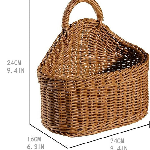 Japanese style rattan kitchen ginger and garlic storage basket kitchen utensils hanging basket indoor small items storage wall hanging basket portable small flower basket