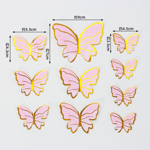 Vibrant Yellow Blue Pink Art Deco Paper Butterfly Cake Toppers for Home Decoration and Anniversary Celebrations