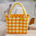 Directly from the manufacturer Color hand-woven vegetable basket bag Large capacity stylish simple plaid gift handbag