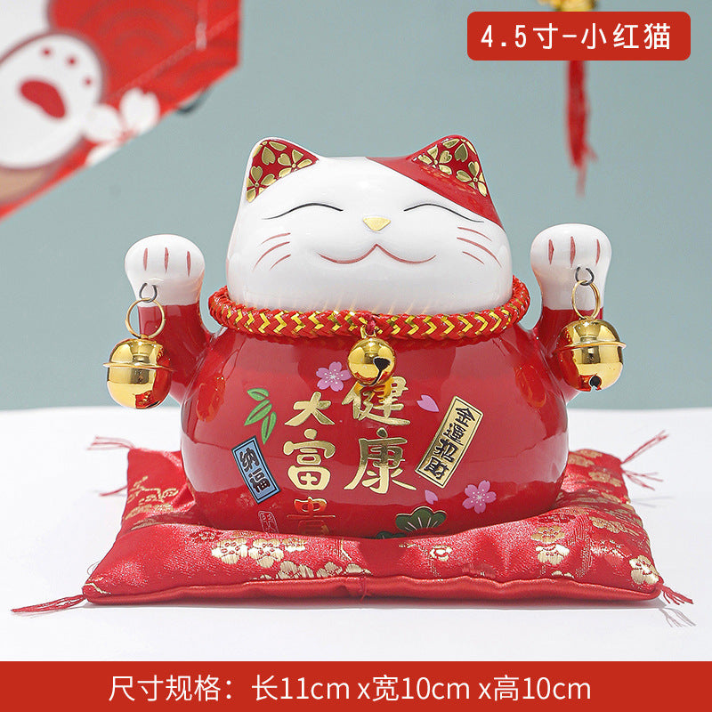 Lucky Cat Ceramic Home Ornament Creative Japanese-style Fortune Cat Small Pocket Store Opening Event Gift Wholesale