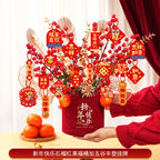 Year of the Horse Lucky Bucket Ornament 2026 Happy New Year Hug Bucket Lucky Fruit Red Fruit Living Room Decoration Spring Festival Atmosphere Decoration