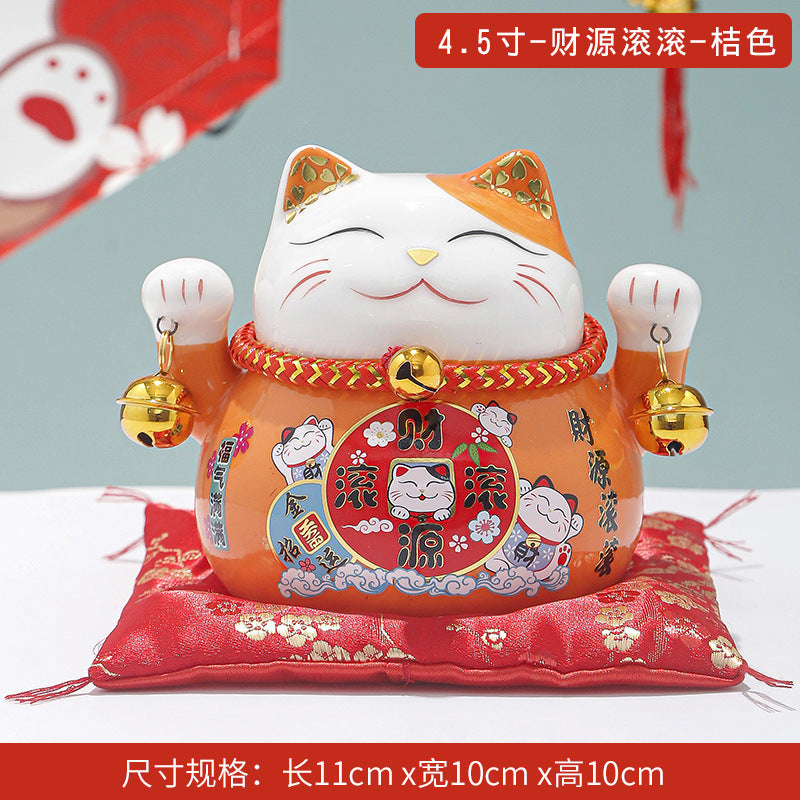 Lucky Cat Ceramic Home Ornament Creative Japanese-style Fortune Cat Small Pocket Store Opening Event Gift Wholesale