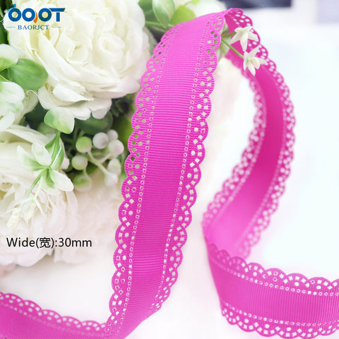 3cm Solid Color Lace Hollow Grosgrain Ribbon Eco-Friendly Durable Modern DIY Handmade Bow Headgear Hair Valentine's Day Wedding