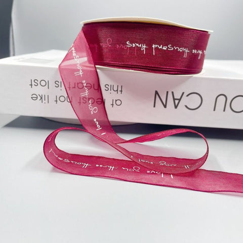 English alphabet transparent ribbon snow yarn belt chiffon webbing ribbon ribbon ribbon bouquet cake wrapping gift