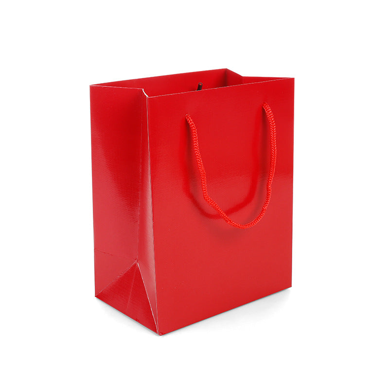 Solid color glossy universal gift packaging tote bag tea bag kraft paper tote bag watch box paper bag jewelry bag