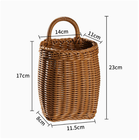 Japanese style rattan kitchen ginger and garlic storage basket kitchen utensils hanging basket indoor small items storage wall hanging basket portable small flower basket