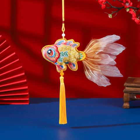 Guochao Dragon Boat Festival Goldfish Koi Sachet Pendant Embroidered Tassel Sachet Portable Pendant Purse Activity Small Gifts