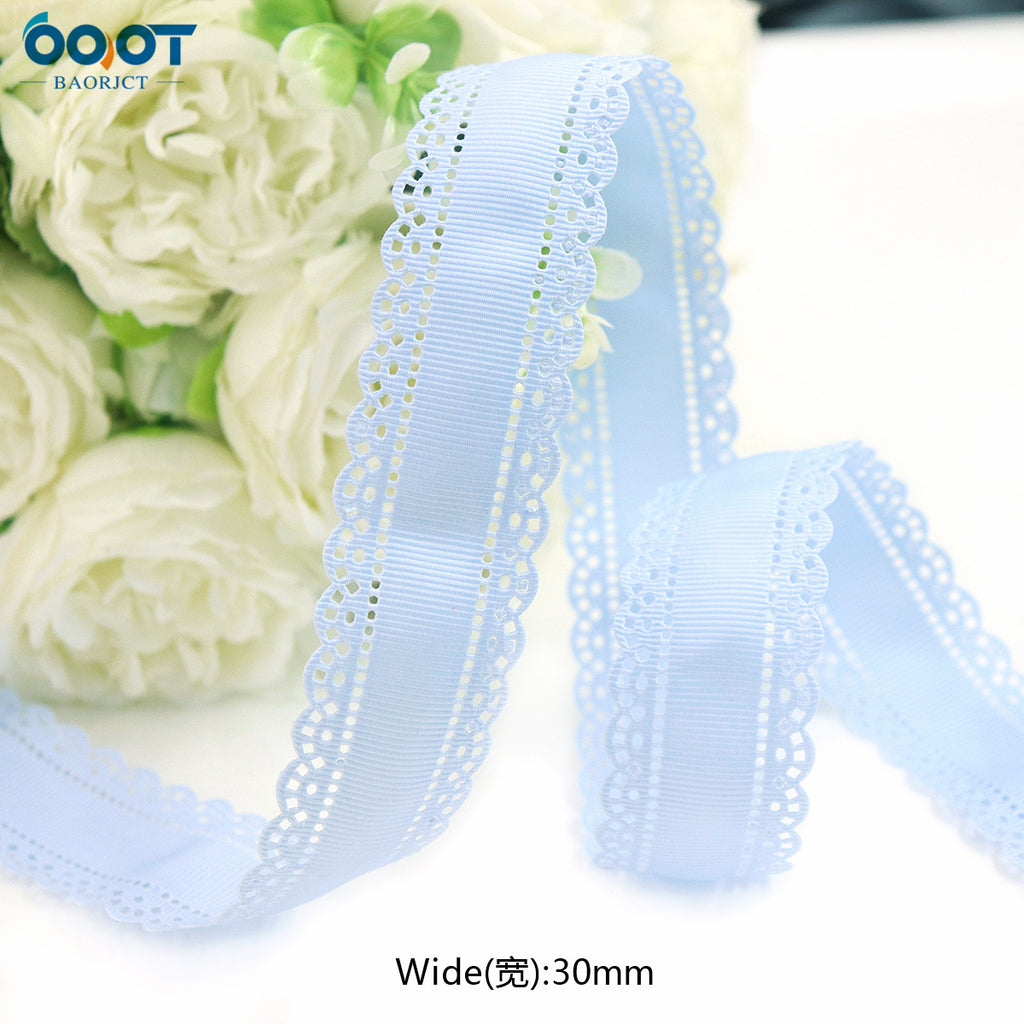 3cm Solid Color Lace Hollow Grosgrain Ribbon Eco-Friendly Durable Modern DIY Handmade Bow Headgear Hair Valentine's Day Wedding