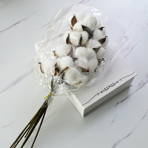 Simulation cotton head natural dried flower handmade retro country style flower arrangement wreath bouquet shooting props
