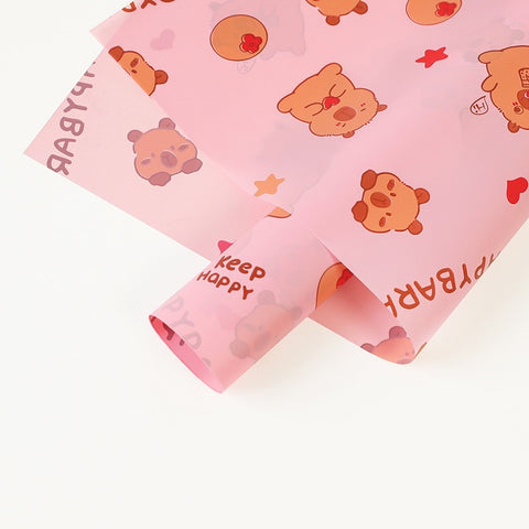 Cartoon pattern love kaka flower bouquet wrapping paper kapibara translucent neon paper gift wrapping paper