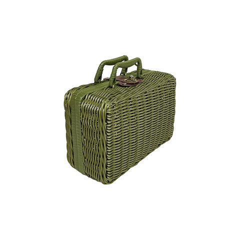 Rattan outdoor leisure picnic basket household PP imitation rattan retro suitcase storage props basket storage basket