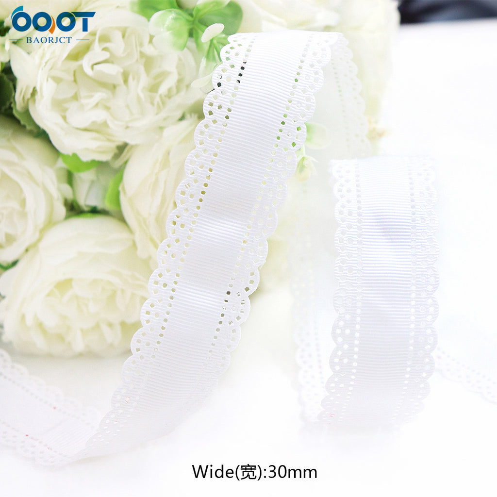 3cm Solid Color Lace Hollow Grosgrain Ribbon Eco-Friendly Durable Modern DIY Handmade Bow Headgear Hair Valentine's Day Wedding