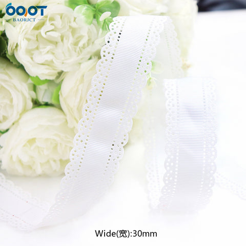 3cm Solid Color Lace Hollow Grosgrain Ribbon Eco-Friendly Durable Modern DIY Handmade Bow Headgear Hair Valentine's Day Wedding