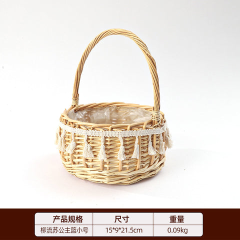 Willow Hand Woven Modern Hanging Eco-Friendly Rattan Kitchen Storage Customized Design Shape Flower Shop Basket Small Basket