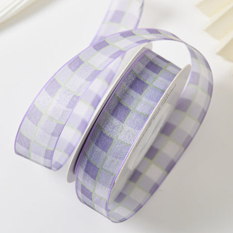 Small fresh two-color plaid yarn strap tied bouquet packaging yarn strap flower shop DIY ribbon ribbon floral materials wholesale 1
