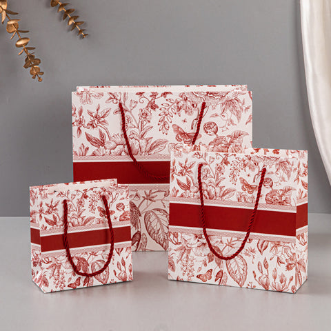 Gift bag, high-end retro color, tote bag, fashionable cross-border paper bag, gift bag, packaging bag can be printed with logo.