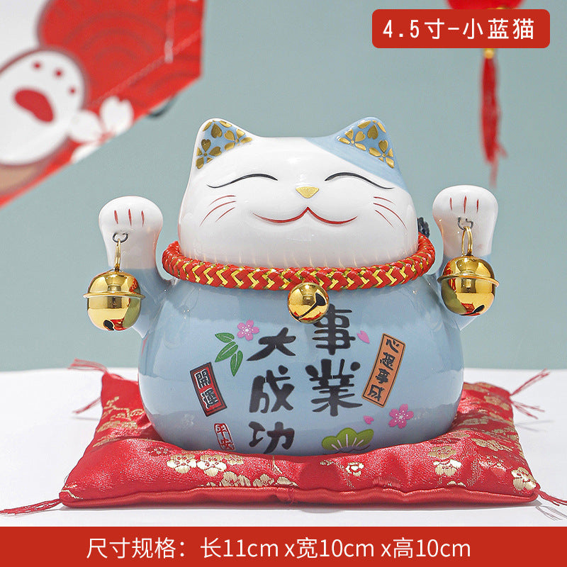 Lucky Cat Ceramic Home Ornament Creative Japanese-style Fortune Cat Small Pocket Store Opening Event Gift Wholesale