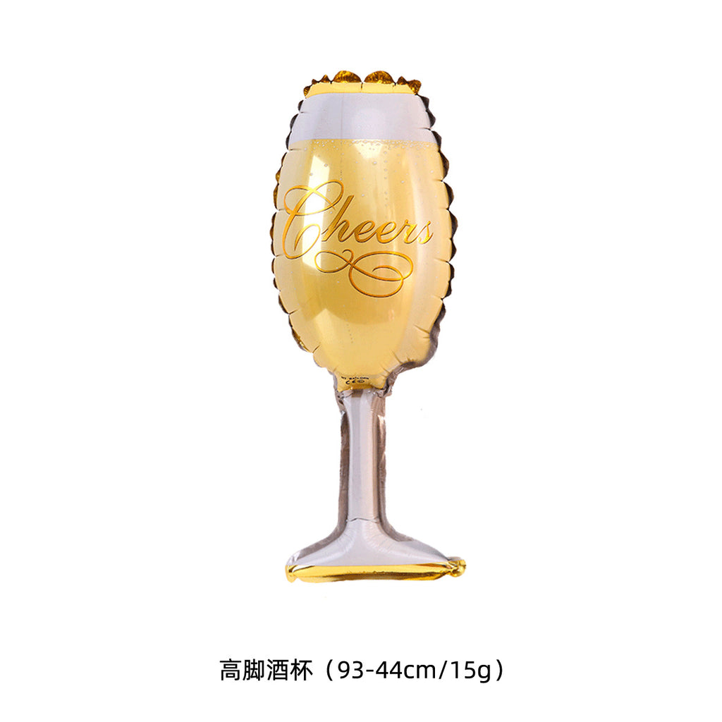 Party decoration, aluminum film balloons, cross-border arrangement, New Year's wine bottle, wine glass, birthday wine bottle, wine glass balloon wholesale
